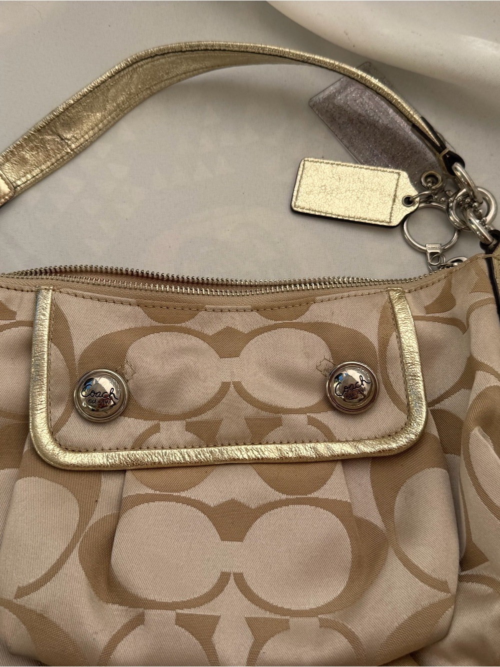 Coach Poppy Groovy 13833 Gold Signature Sateen Shoulder Bag Y2K 2009